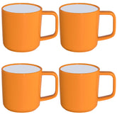 ABS Camping Tassenset non-slip elegante Farben 4 Tassen je 350 ml - gelb weiß Campinggeschirr Geschirr Personen Picknick Camping Outdoor